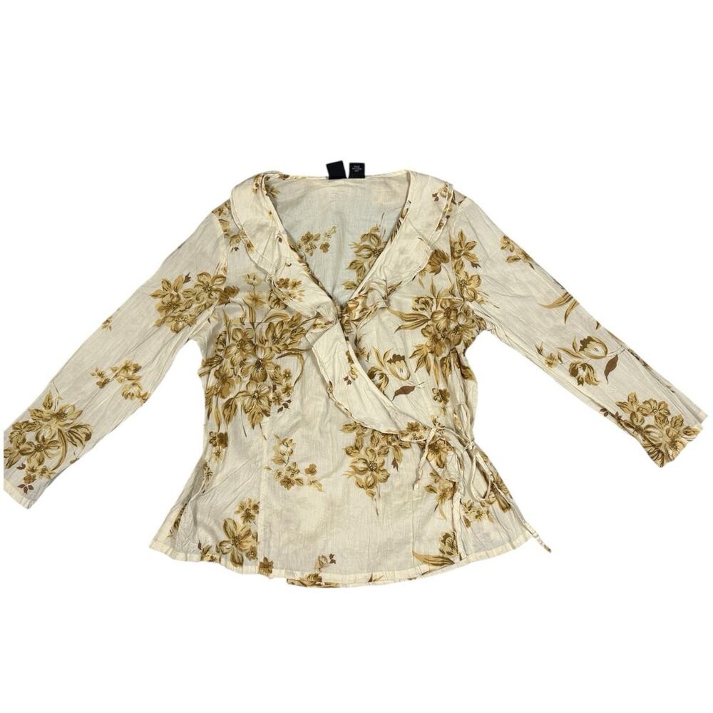 Cami Womens Size 10 Boho Floral Wrap Blouse